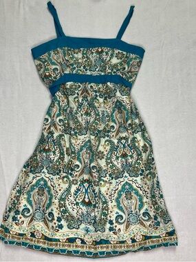 NWOT Xhilaration Paisley Boho Sundress 100% Cotton Y2K Fit Flare L Coastal Chic